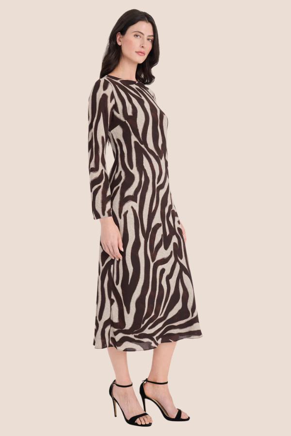 Long-Sleeve Midi Dress | Khaki/Brown