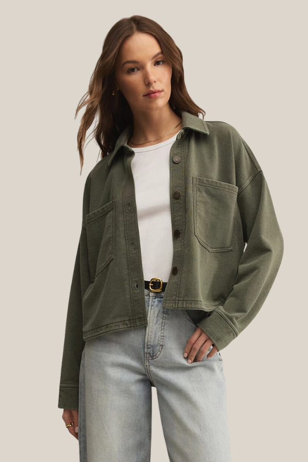 All Day Cropped Knit Jacket | Hunter Green