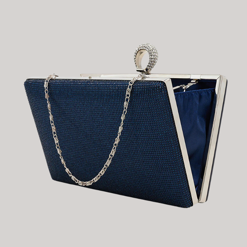 Beaded Ring Clutch Bag | Navy, Champagne, Silver
