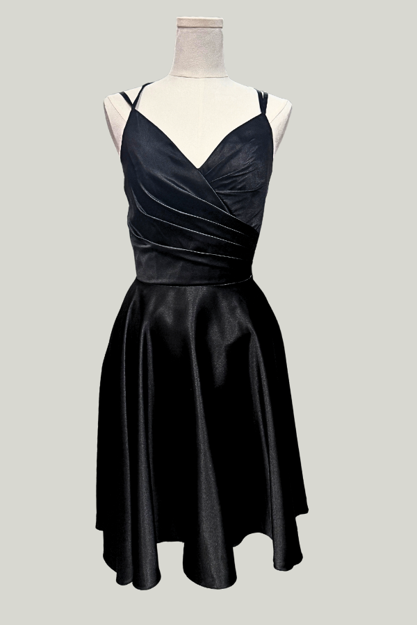Spaghetti Strap Satin Dress | Black