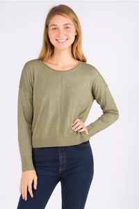 Seam Front Round Neck Pullover Sweater | Various Colors