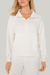 Athletic Popover Quarter Zip | White Cloud