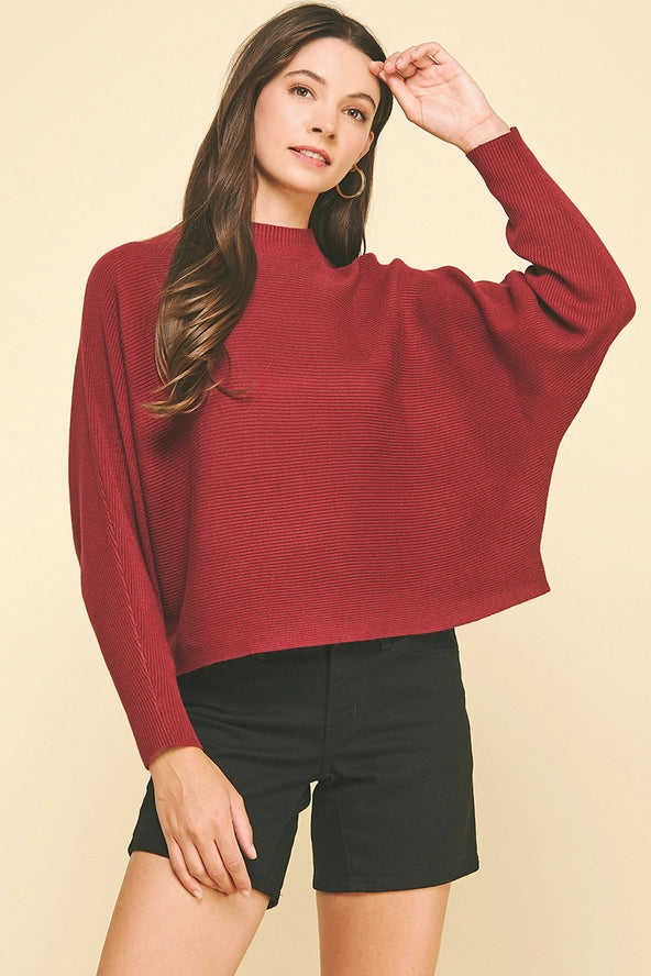 Dolman Sleeve Sweater Top | Garnet