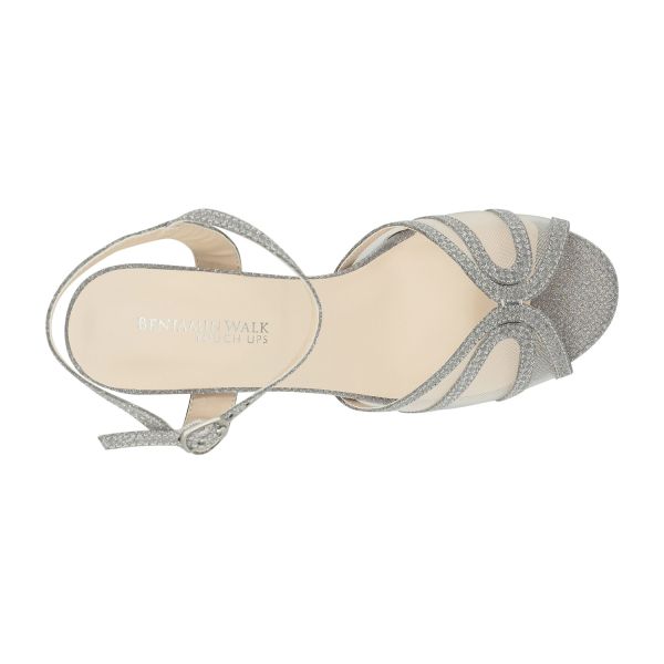 Anya Double Strap Heel | Champagne, Silver