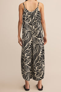 Flared Isla Leaf Jumpsuit | Black