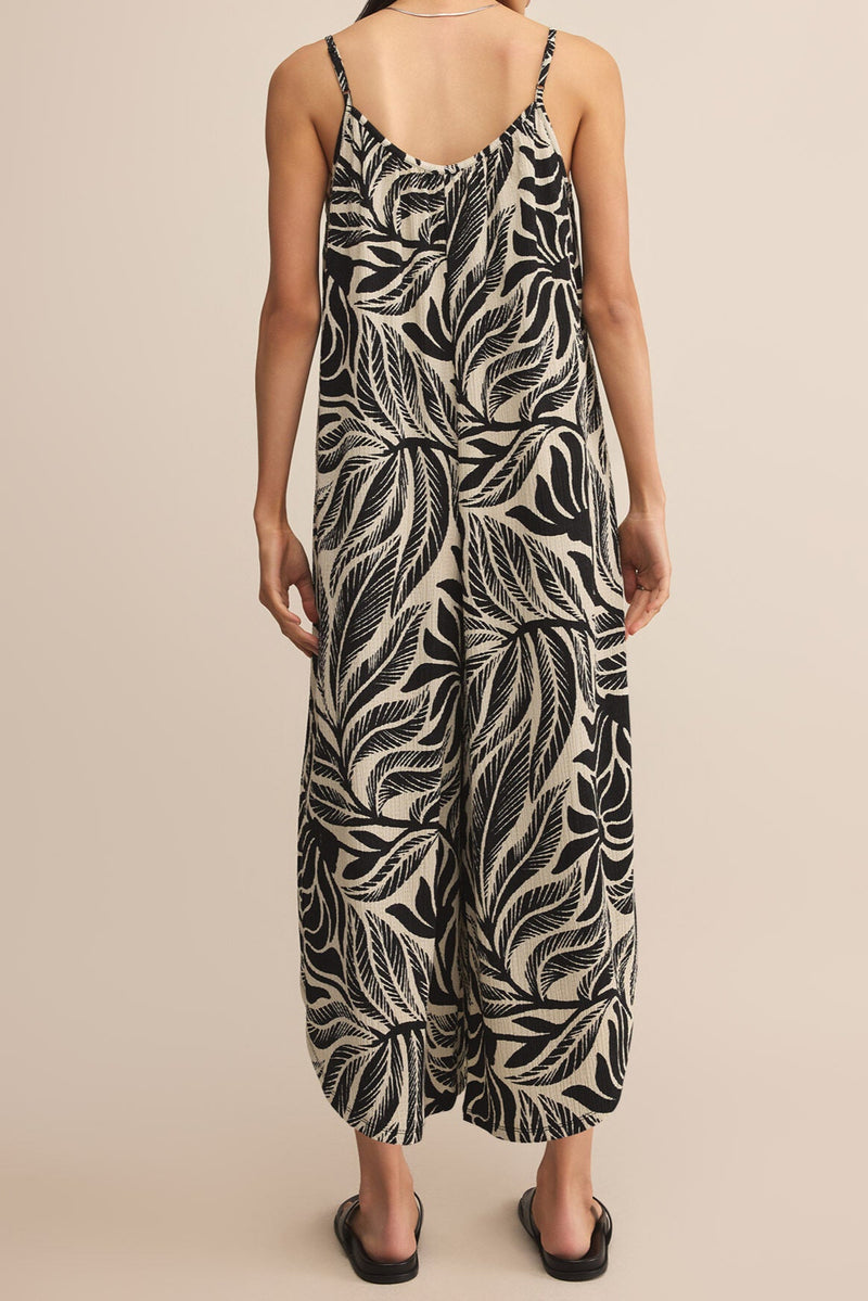 Flared Isla Leaf Jumpsuit | Black