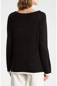 Layer Look Sweater | Black/Cream, Red Currant/Cream