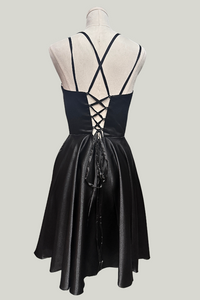 Spaghetti Strap Satin Dress | Black