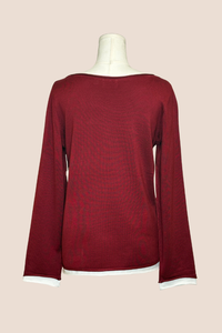 Layer Look Sweater | Black/Cream, Red Currant/Cream