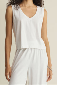 Sloane V-Neck Jersey Top | White