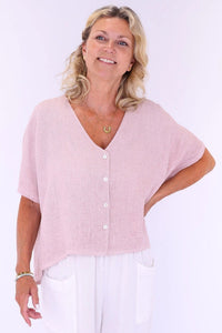 Linen & Cotton Blend Short Sleeve Cardigan | Pale Pink, Truffle, White