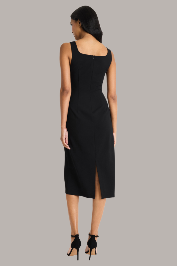 Scuba Crepe Tank Dress w/ Buckle | Black