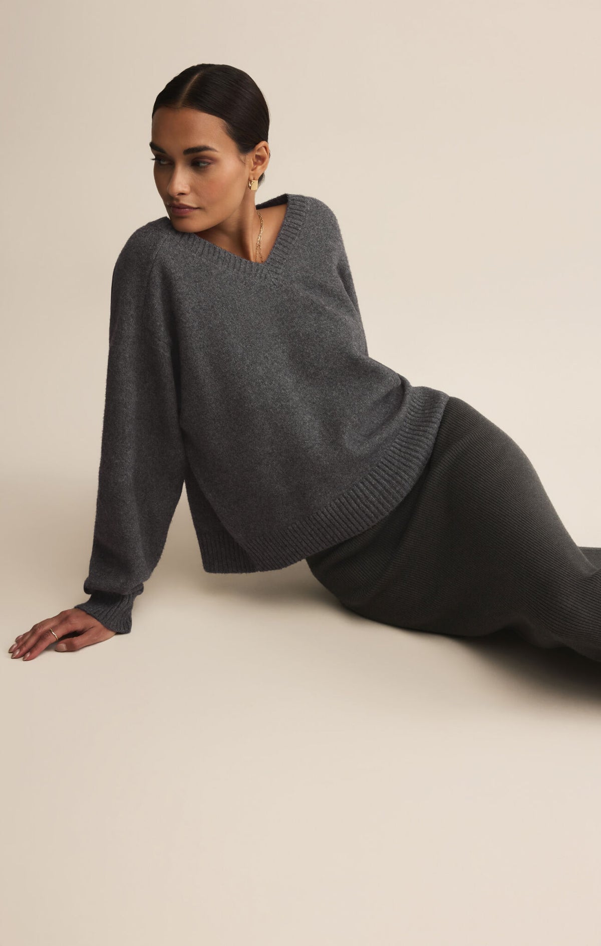 Eloise Sweater | Charcoal Heather, Natural Heather