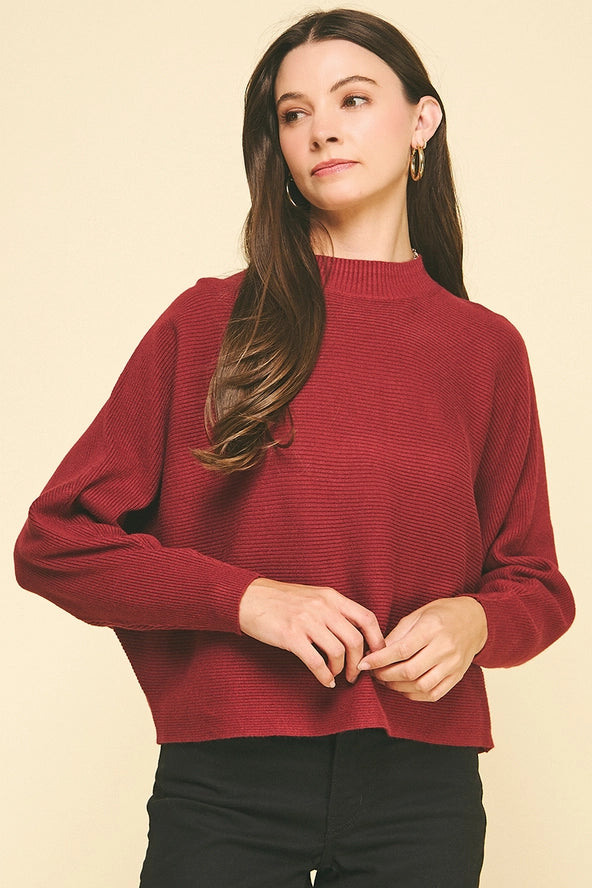 Dolman Sleeve Sweater Top | Garnet