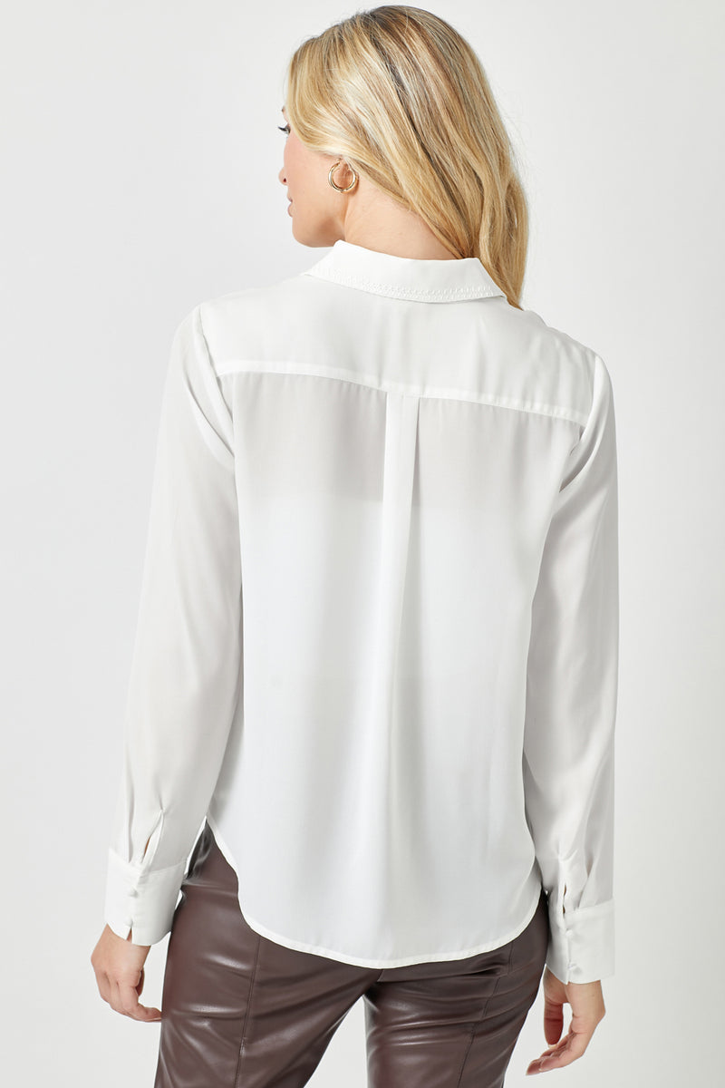 Long Sleeve Embroidered Blouse | Off White