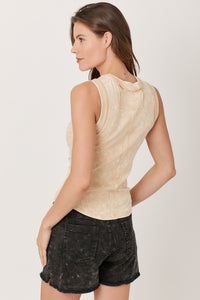 Exposed Seam Ribbed Tank | Washed Pale Blue, Almond