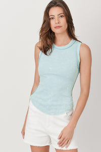 Exposed Seam Ribbed Tank | Washed Pale Blue, Almond