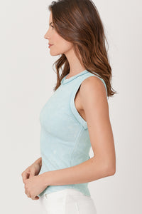 Exposed Seam Ribbed Tank | Washed Pale Blue, Almond