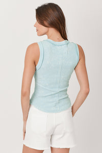 Exposed Seam Ribbed Tank | Washed Pale Blue, Almond