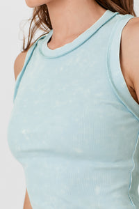 Exposed Seam Ribbed Tank | Washed Pale Blue, Almond