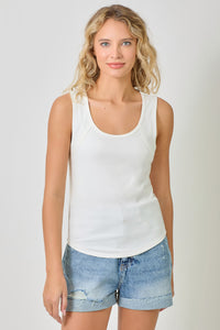 Raw Cut Edge Tank Top | Ice Blue, Vintage White