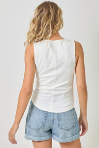 Raw Cut Edge Tank Top | Ice Blue, Vintage White