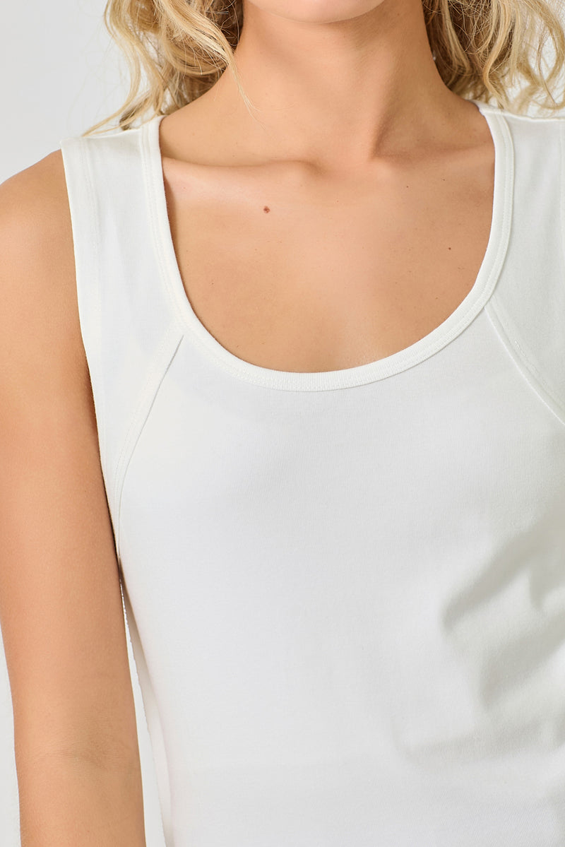Raw Cut Edge Tank Top | Ice Blue, Vintage White