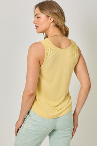Cupro Modal Smocked Shoulder Tank | Muted Yellow