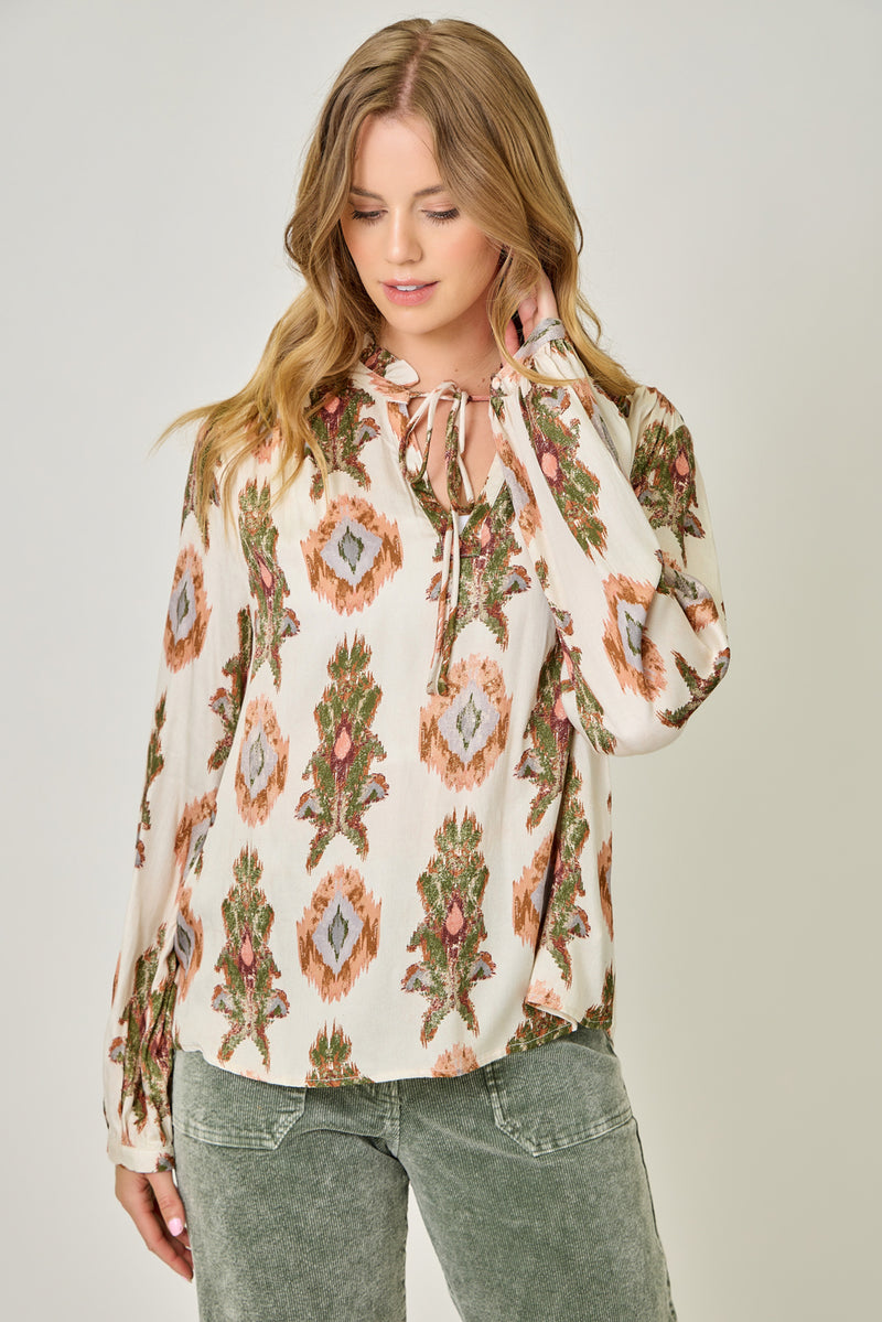Printed Peasant Blouse | Ivory/Tribal