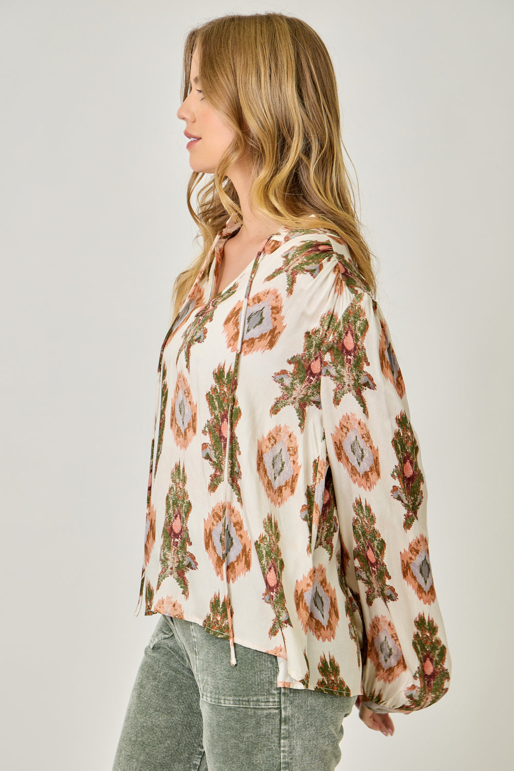 Printed Peasant Blouse | Ivory/Tribal