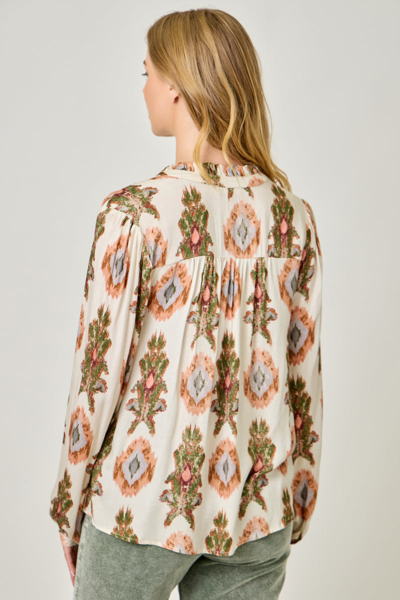 Printed Peasant Blouse | Ivory/Tribal
