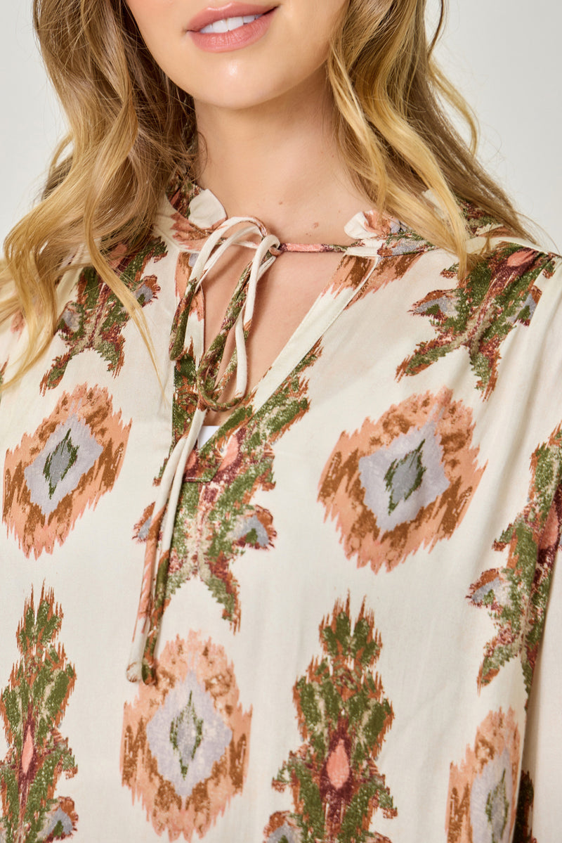 Printed Peasant Blouse | Ivory/Tribal