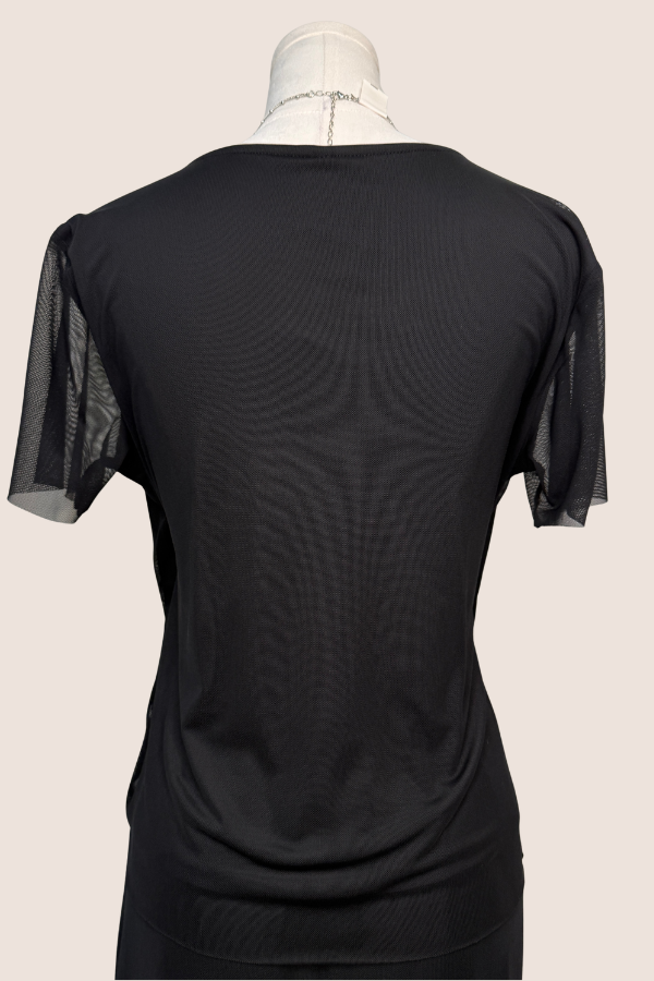 Short Sleeve Mesh Top | Natural, Black
