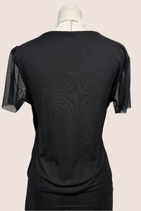 Short Sleeve Mesh Top | Natural, Black