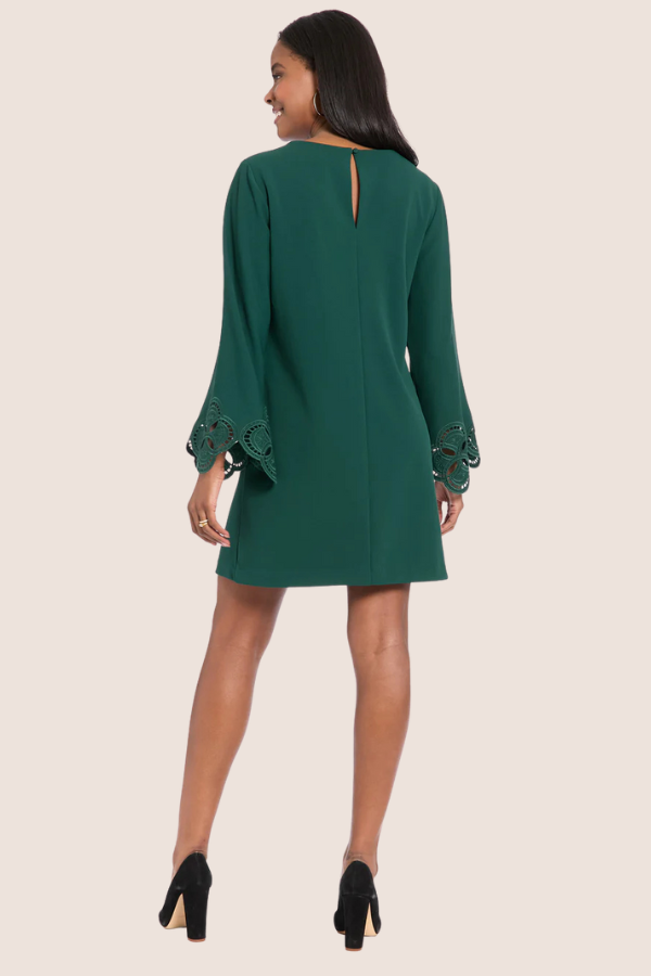 Eyelet A-line Crepe Dress | Eden Green