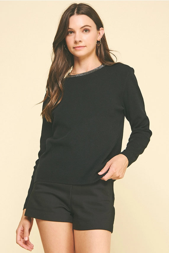 Jewel Detailed Knit Sweater | Black