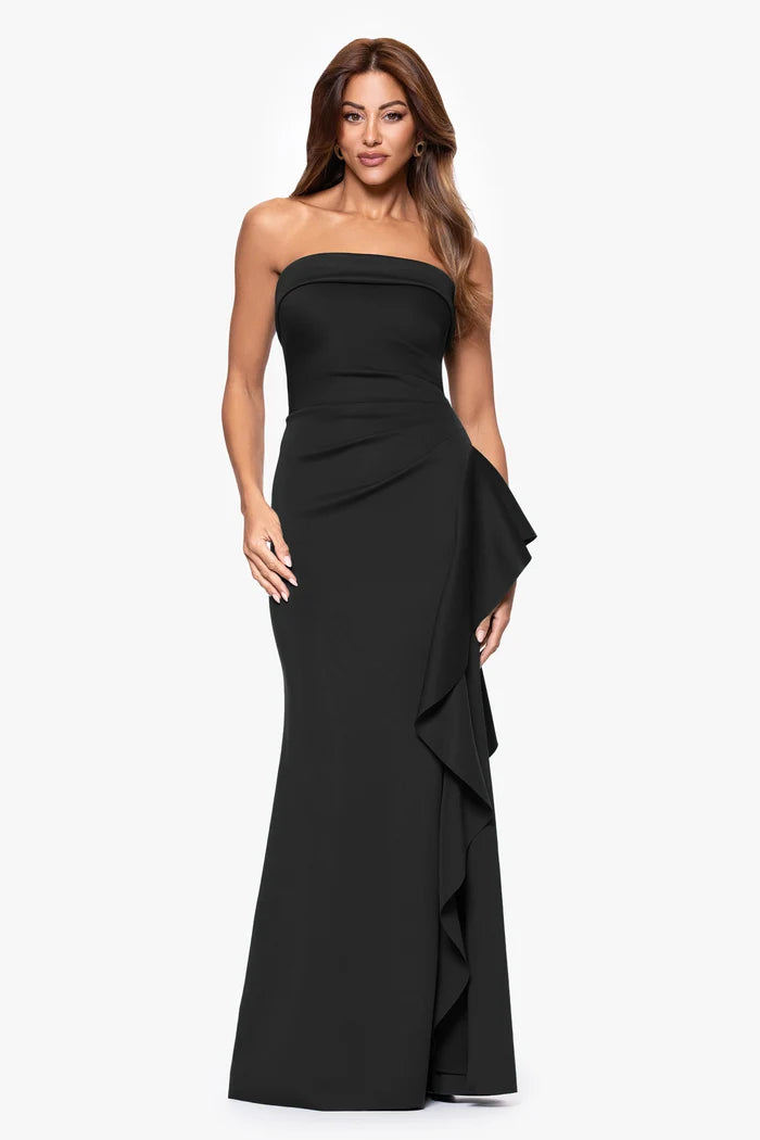 Strapless Scuba with Side Flounce | Black
