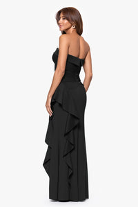 Strapless Scuba with Side Flounce | Black