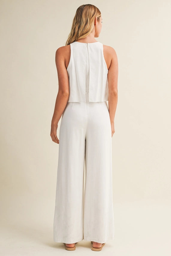 Sleeveless Linen Jumpsuit | White