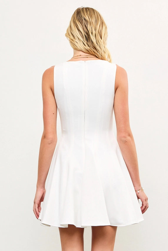 Sleeveless Seam Detail Swing Dress | Off-White