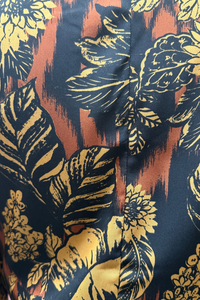 Long Sleeve Button Front Satin Blouse | Pink Ikat