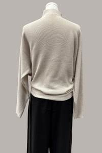 Funnel Neck Waffle Knit Sweater | Cream, Pumice Heather