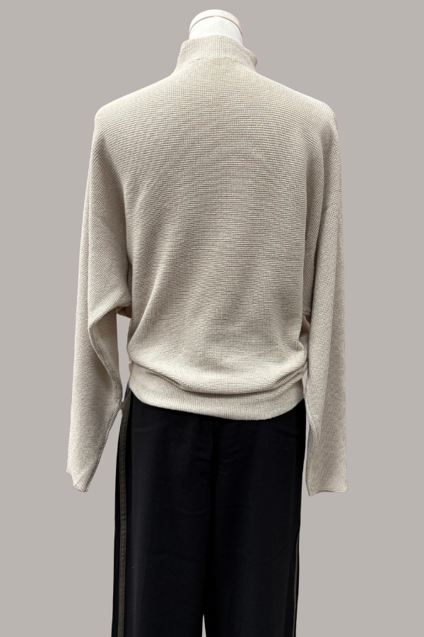 Funnel Neck Waffle Knit Sweater | Cream, Pumice Heather