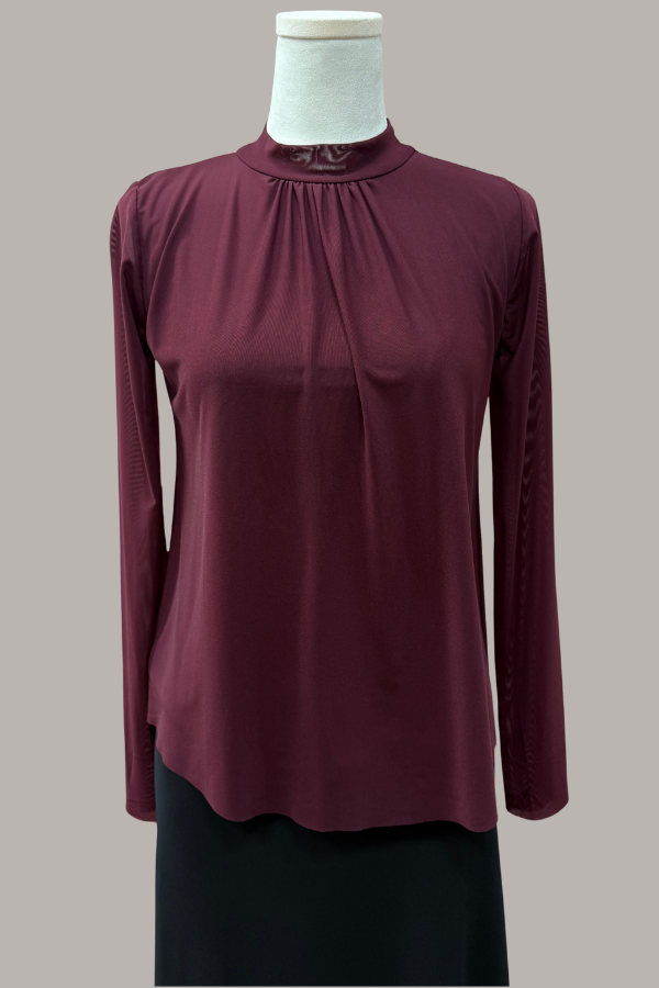Mock Neck Top | Wine