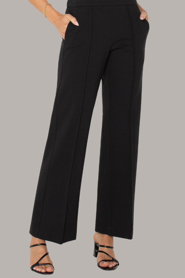 Kayla Pull On Wide Leg Trouser | Black