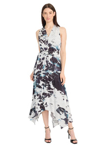 Hankerchief Hem Midi Dress | Black/Silver