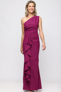 One Shoulder Smooth Fit Dress with Cascade Ruffle | Passion