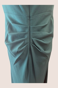 Off the Shoulder Stretch Crepe Dress with Fishtail Back