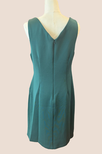 Sleeveless Stretch Scuba Crepe Dress with Cascade Detail
