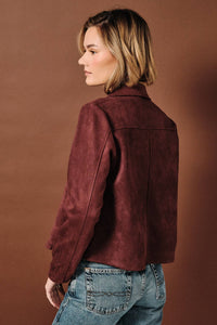 Suede Crop Jacket | Burgundy